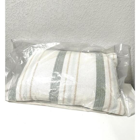 Room Essentials Throw Pillows Set Of 2, Blue/White/Tan Stripped Pillows 12"x18" - Picture 6 of 6